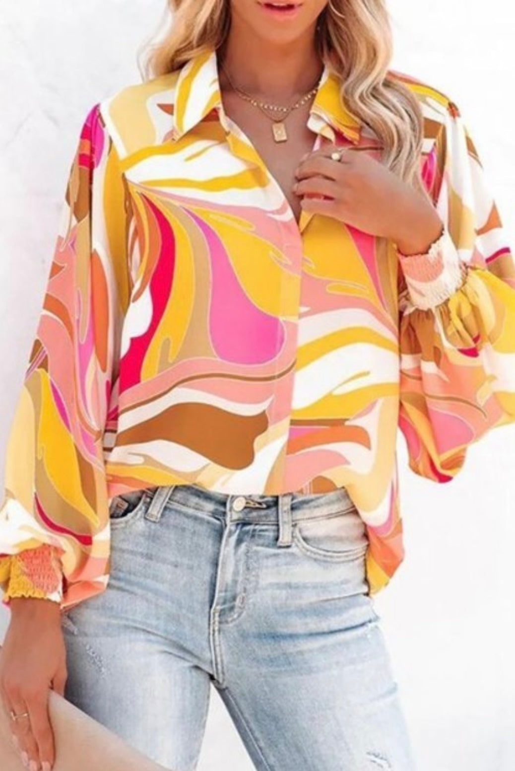 Bella Bold Print Blouse - Corinne Boutique Family Owned and Operated USA