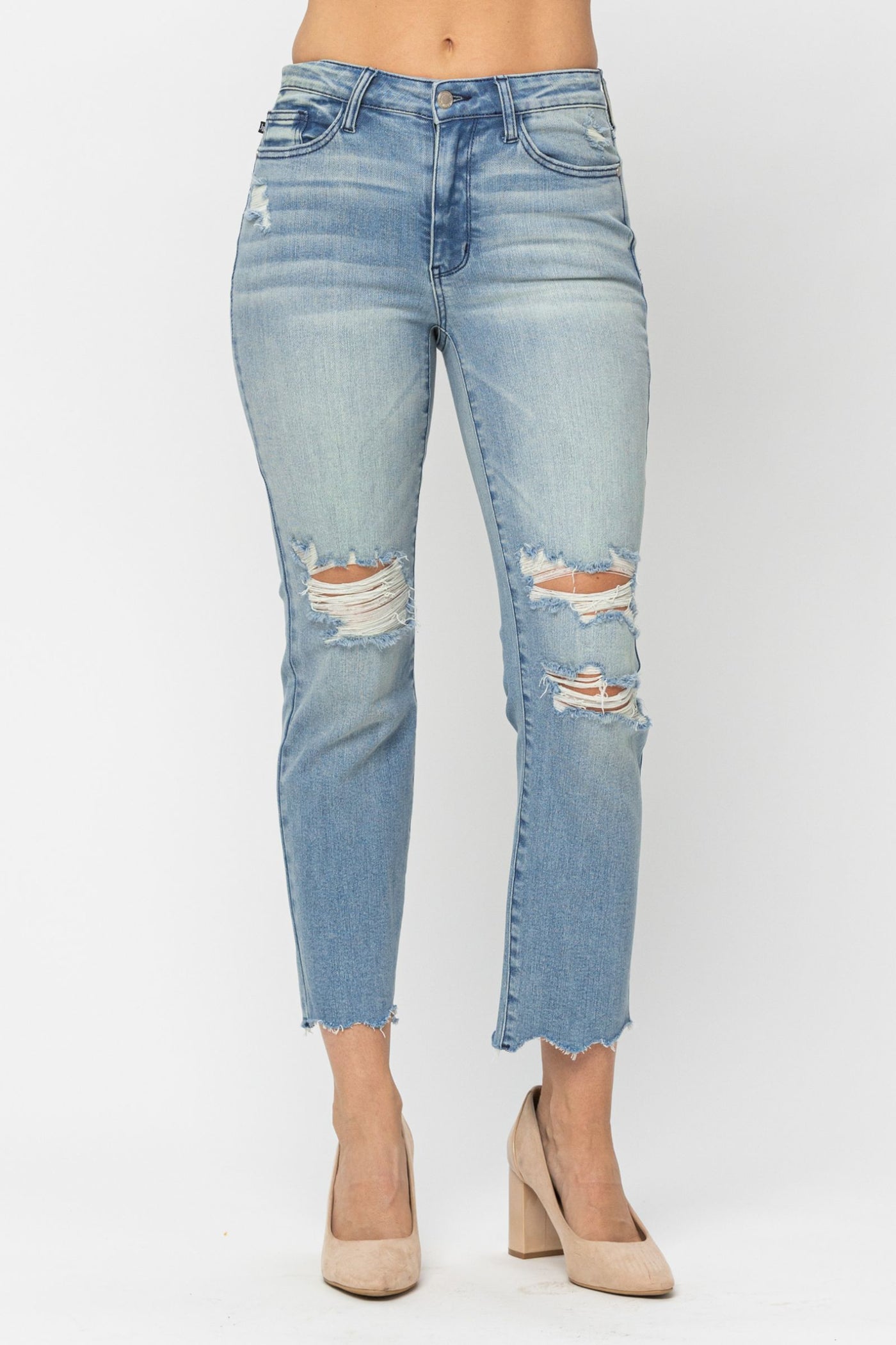 Judy Blue Mid Rise Cropped Jeans - Corinne Boutique Family Owned and Operated USA