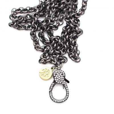 Karli Buxton 36” Gunmetal Chain with Pave’ Clasp - Corinne Boutique Family Owned and Operated USA