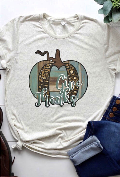 Give Thanks Graphic Tee - Corinne Boutique Family Owned and Operated USA