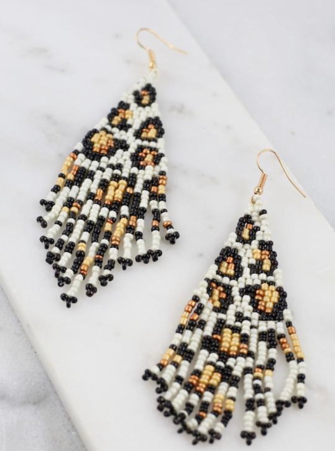 Novela Ivory Beaded Leopard Earrings - Corinne an Affordable Women's Clothing Boutique in the US USA