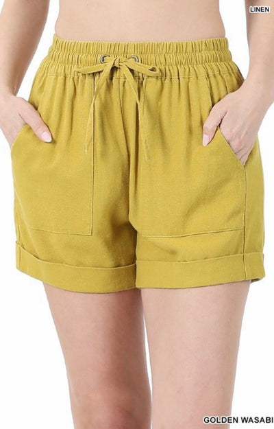 Amber Linen Drawstring Shorts - Corinne Boutique Family Owned and Operated USA
