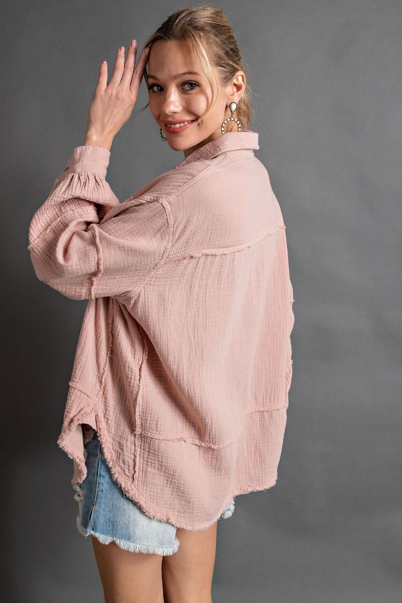 Devin Long Sleeve Gauze Top - Corinne Boutique Family Owned and Operated USA