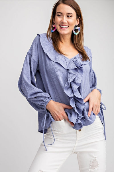 Vanessa V-neck Bubble Sleeve Top - Corinne an Affordable Women's Clothing Boutique in the US USA