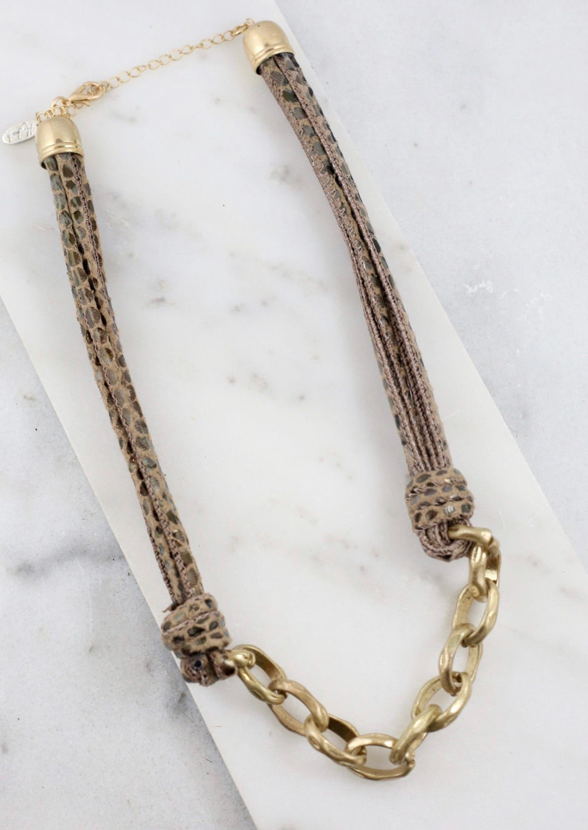 Rebel Chain And Leather Necklace - Corinne an Affordable Women's Clothing Boutique in the US USA