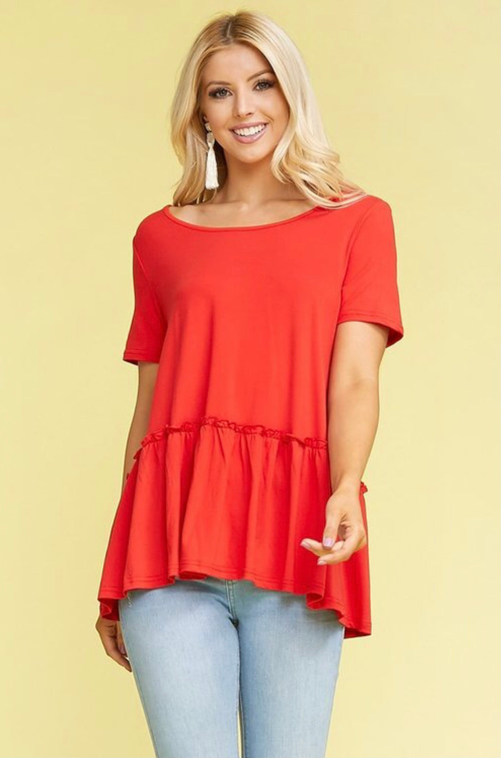 Rina Basic Ruffle Top PLUS - Corinne Boutique Family Owned and Operated USA