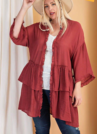 Bailey Ruffled Cardigan - Corinne Boutique Family Owned and Operated USA