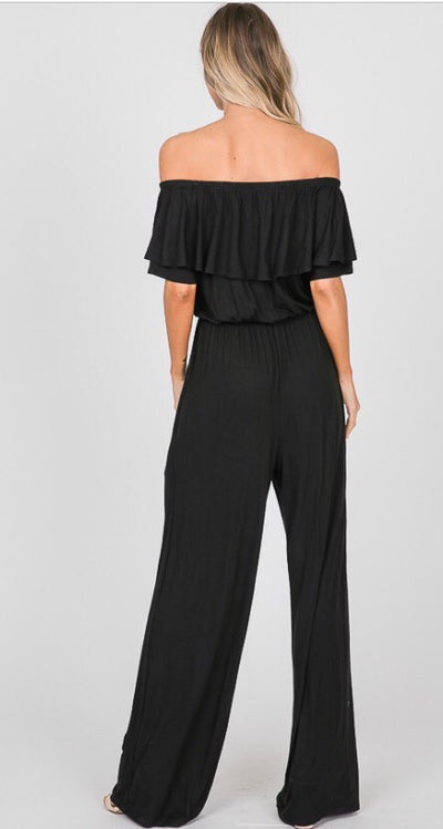 Olivia Off-Shoulder Solid Jumpsuit - Corinne an Affordable Women's Clothing Boutique in the US USA