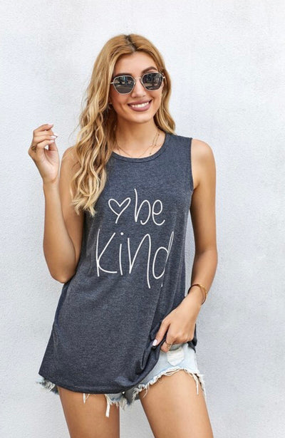 Be Kind Sleeveless Tee - Corinne Boutique Family Owned and Operated USA