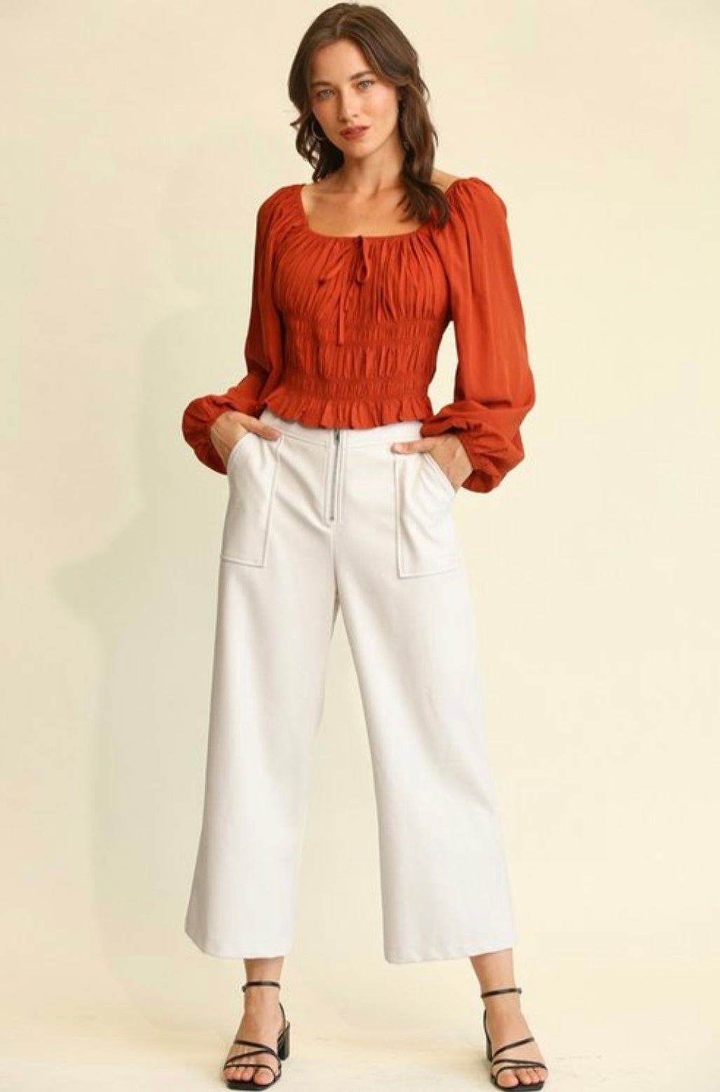Frannie Faux Leather Midi Pants - Corinne Boutique Family Owned and Operated USA