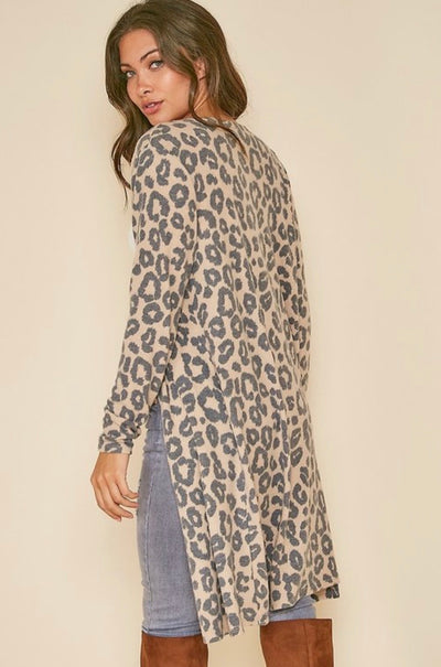 Jillian Leopard Knit Cardigan - Corinne Boutique Family Owned and Operated USA