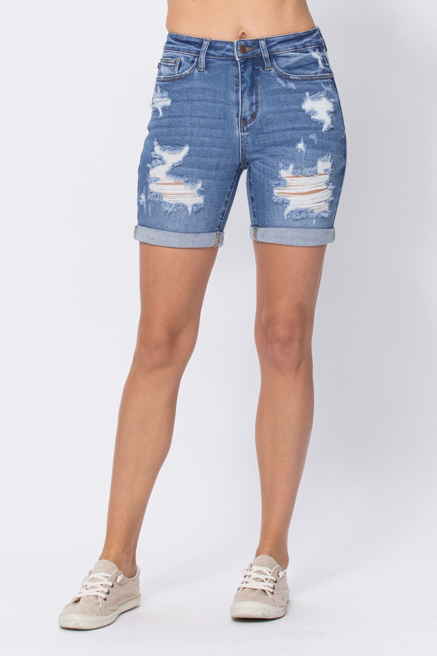 Judy Blue High Rise Cuffed Shorts - Corinne Boutique Family Owned and Operated USA