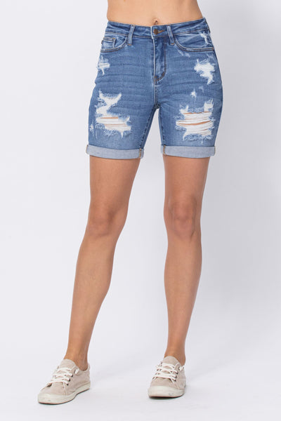 Judy Blue High Rise Cuffed Shorts - Corinne Boutique Family Owned and Operated USA