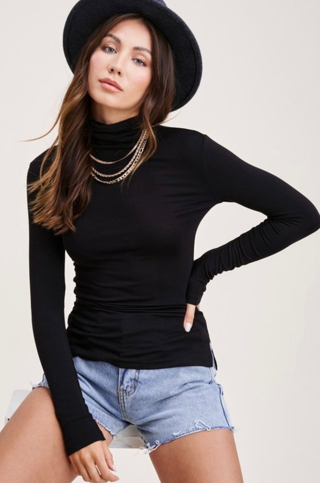 Giselle Turtleneck Fitted Top - Corinne Boutique Family Owned and Operated USA