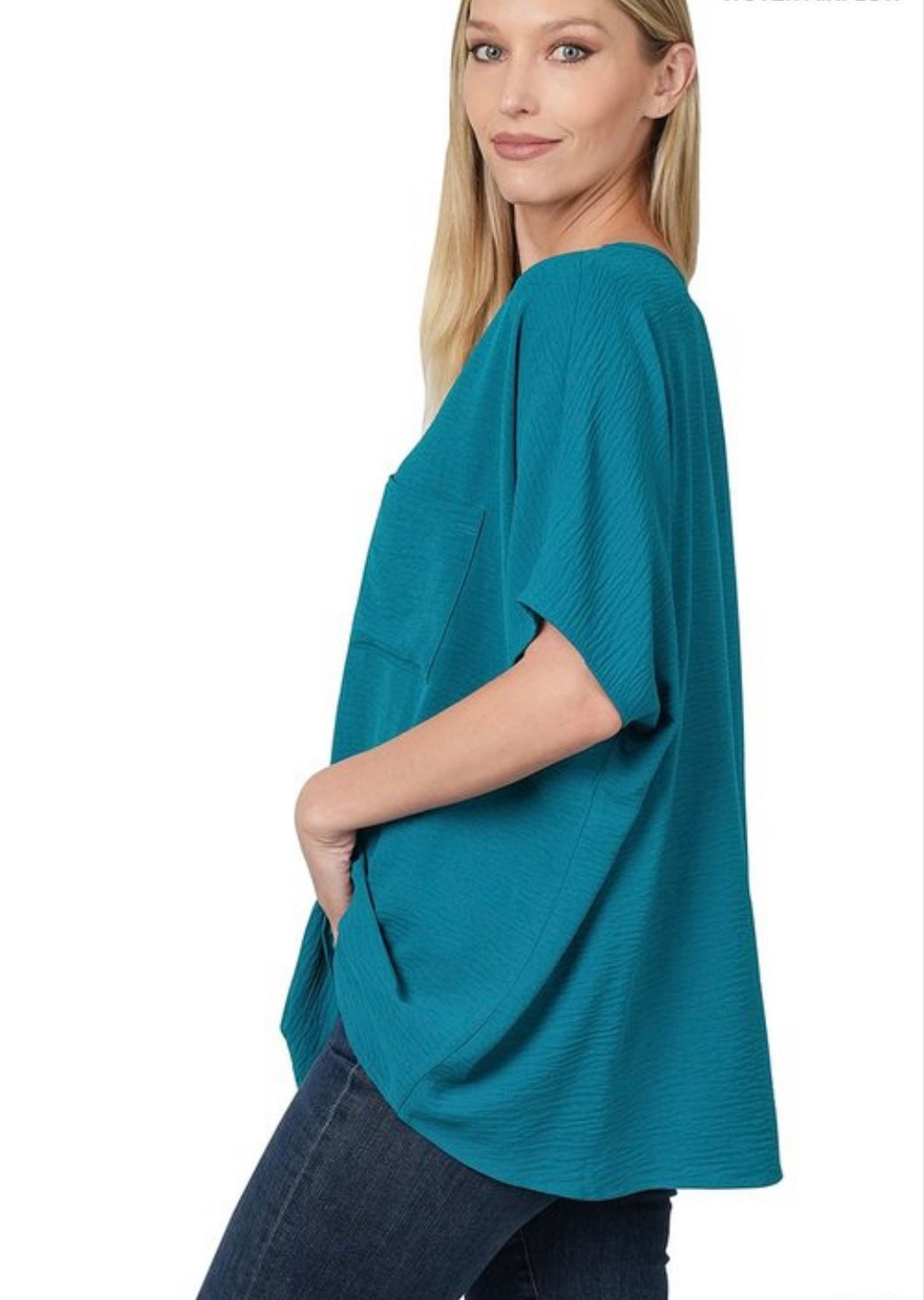 Amy Woven V-Neck Dolman Sleeve Top - Corinne Boutique Family Owned and Operated USA