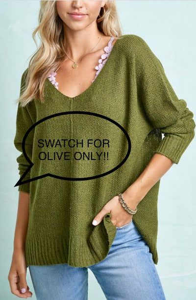 Myla Loose Knit Sweater Olive - Corinne Boutique Family Owned and Operated USA