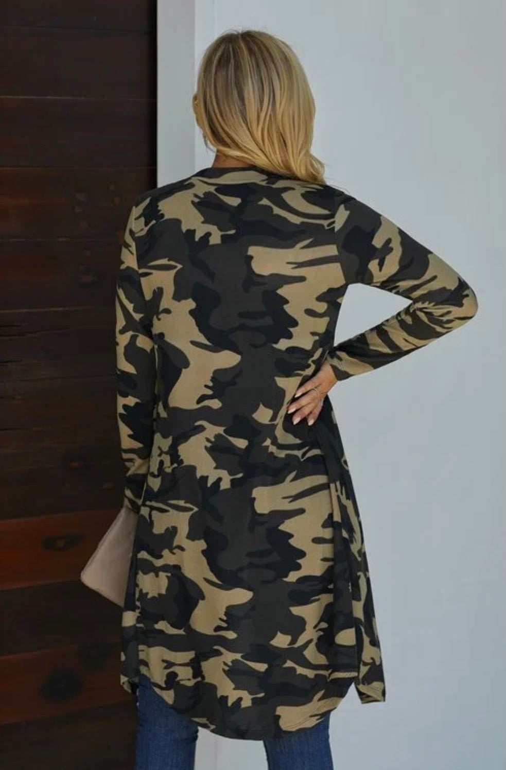 Camo Open Front Cardigan - Corinne Boutique Family Owned and Operated USA