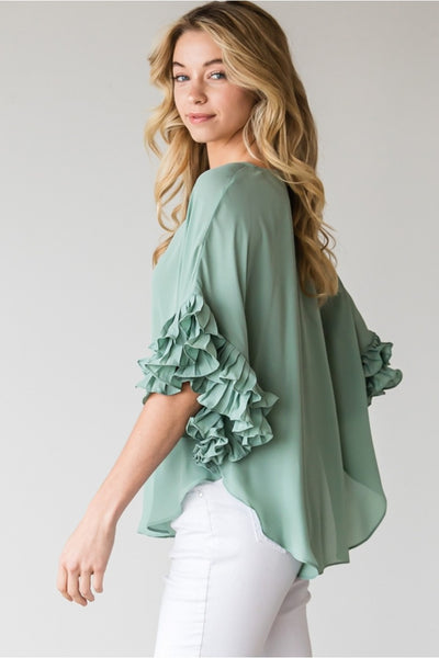 Lizzie Ruffled Top - Corinne Boutique Family Owned and Operated USA