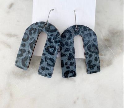 Cork Leopard Arch Earrings - Corinne Boutique Family Owned and Operated USA