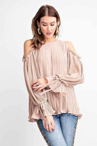 Mackenzie Pleated Cold Shoulder Top - Corinne Boutique Family Owned and Operated USA