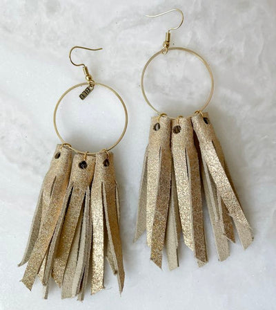 Kate Leather Fringe Earrings - Corinne Boutique Family Owned and Operated USA