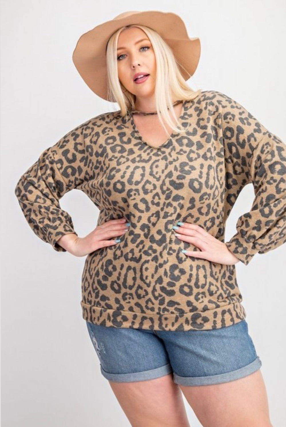 Lily Vintage Leopard Print Top (Plus) - Corinne Boutique Family Owned and Operated USA