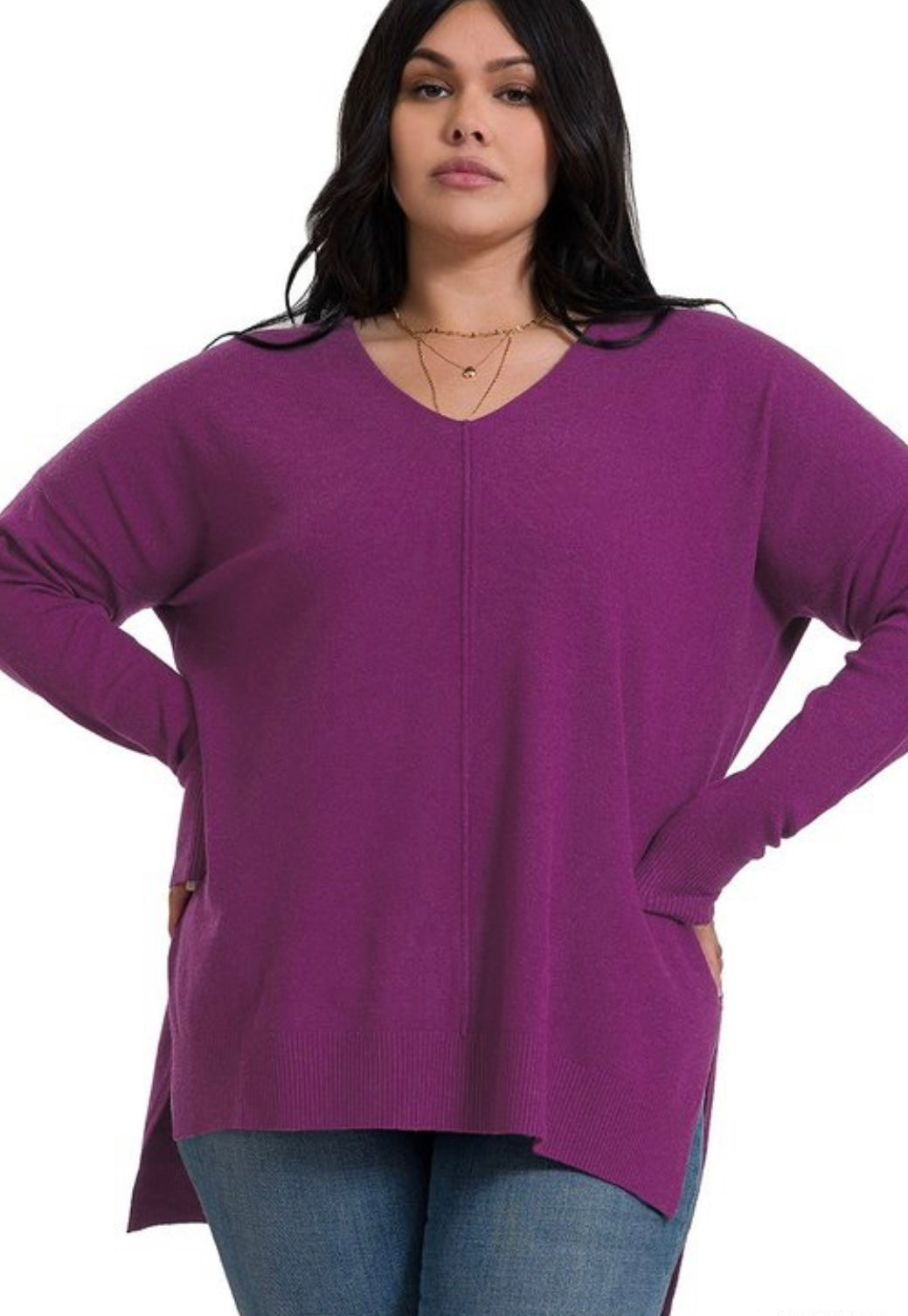 Jamie V-neck Sweater - Corinne Boutique Family Owned and Operated USA