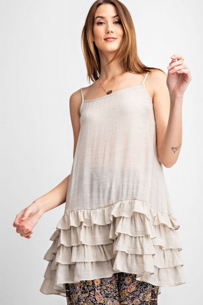 CIERRA WOVEN RUFFLE CAMI TUNIC - Corinne an Affordable Women's Clothing Boutique in the US USA