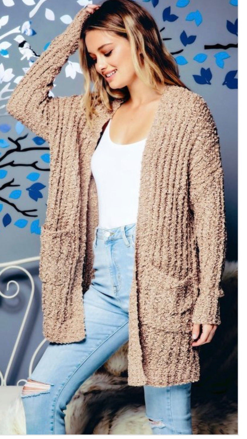Celia Long Open Front Ribbed Cardigan - Corinne Boutique Family Owned and Operated USA