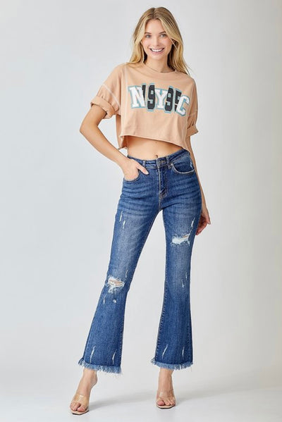 Hope Mid Rise Ankle Flare Jeans - Corinne Boutique Family Owned and Operated USA