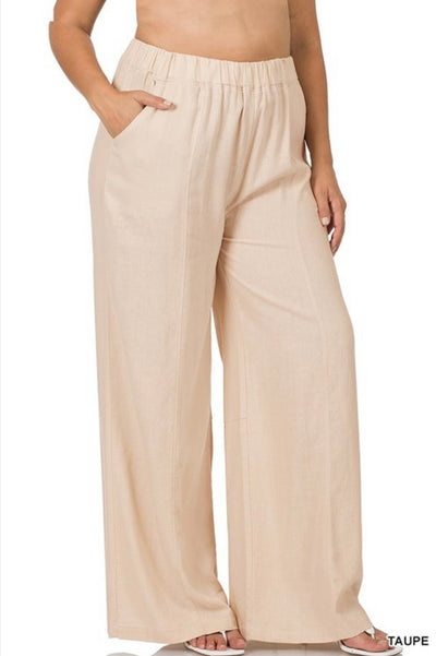 Wanda Wide Leg Pants Plus - Corinne Boutique Family Owned and Operated USA
