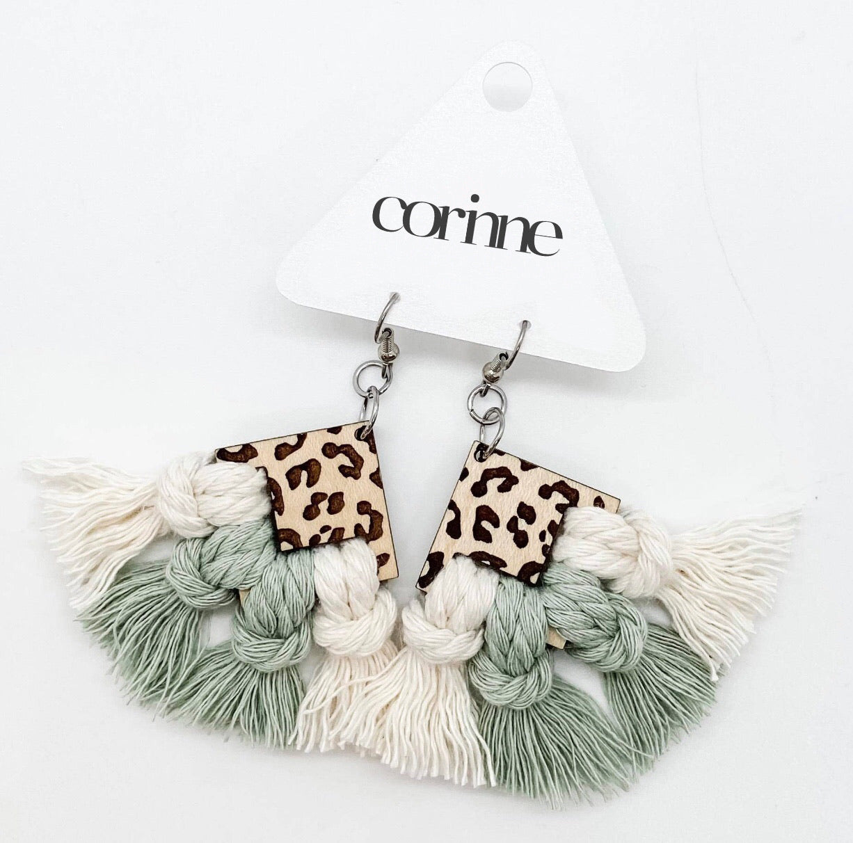 Sophia Sage Macrame Earrings - Corinne Boutique Family Owned and Operated USA