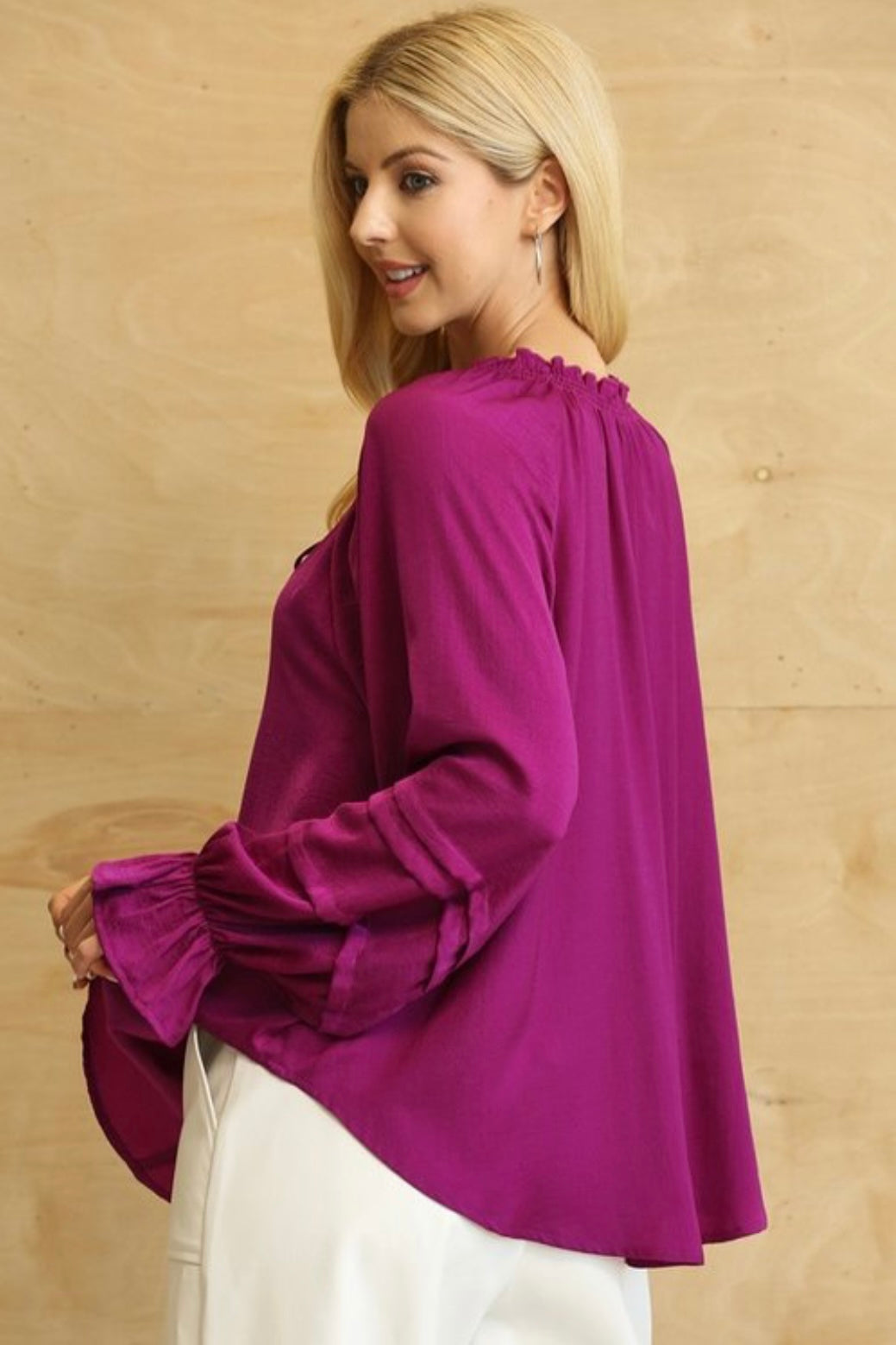 Hope Satin Peasant Top - Corinne Boutique Family Owned and Operated USA