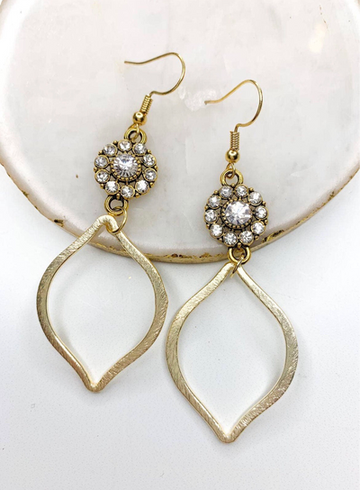 Matte Gold AB Stone Earrings - Corinne Boutique Family Owned and Operated USA