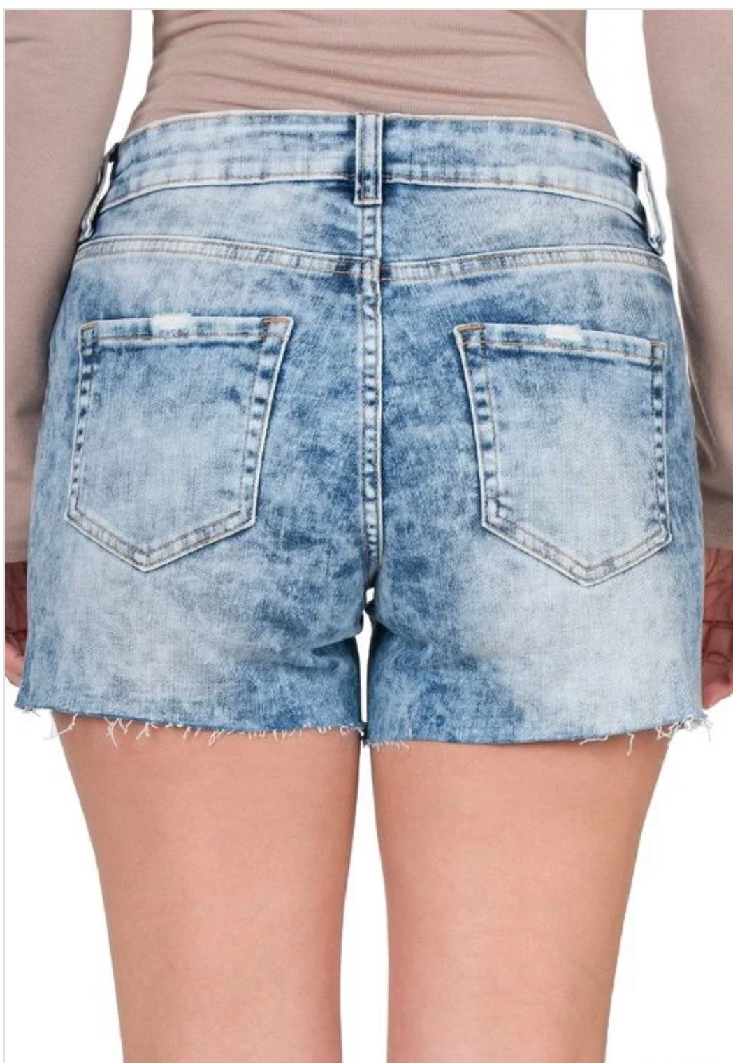 Demi Distressed Stretch Shorts - Corinne Boutique Family Owned and Operated USA