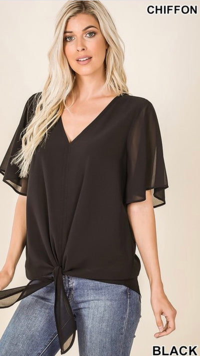Emma Woven Double Layer Chiffon Top - Corinne an Affordable Women's Clothing Boutique in the US USA