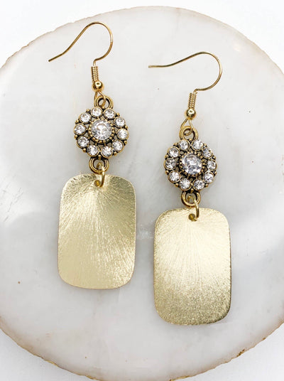 Matte Gold Bar Stone Earrings - Corinne Boutique Family Owned and Operated USA