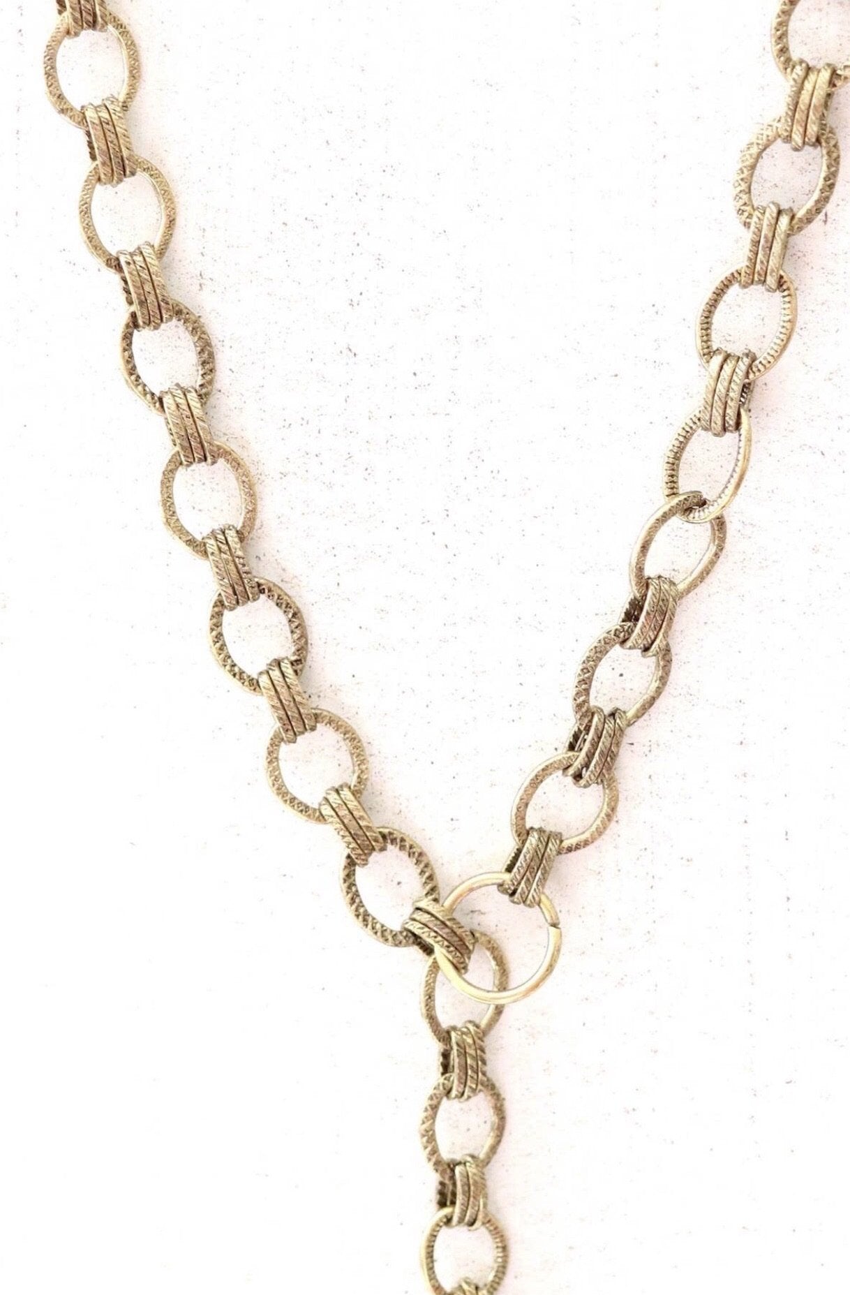 Antique Gold Lariat Style Necklace - Corinne Boutique Family Owned and Operated USA