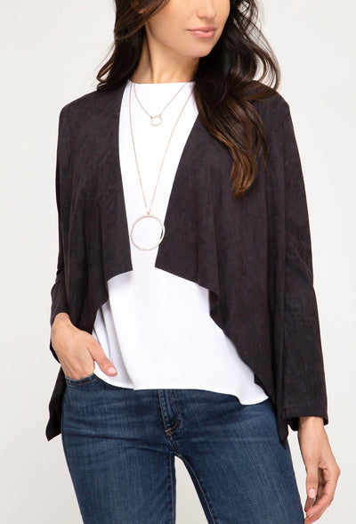 Dana Long Sleeve Vegan Suede Blazer - Corinne Boutique Family Owned and Operated USA