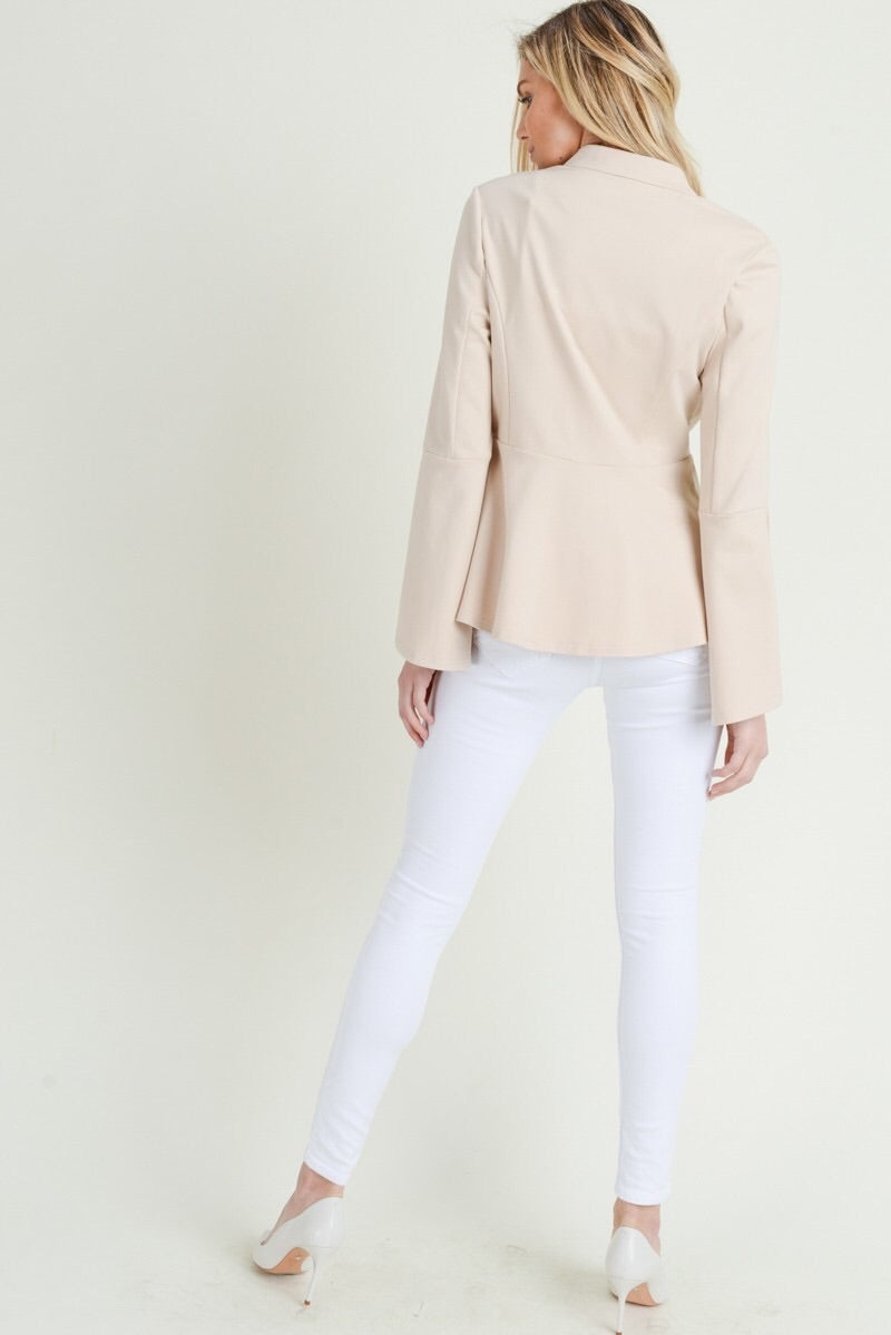 Eleanor Split Bell Sleeve Peplum Jacket - Corinne an Affordable Women's Clothing Boutique in the US USA