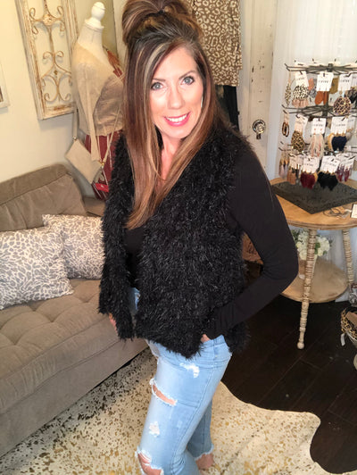 Fonda Faux Fur Vest - Corinne Boutique Family Owned and Operated USA