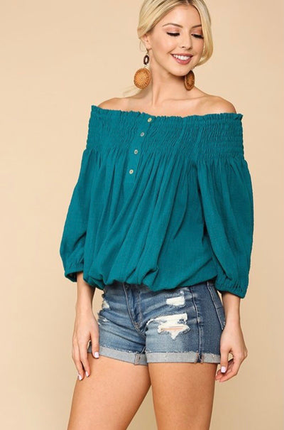 Jade Off-Shoulder Top - Corinne Boutique Family Owned and Operated USA