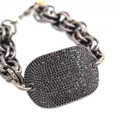 Karli Buxton Chain Link Pavé’ Dog Tag Bracelet - Corinne Boutique Family Owned and Operated USA