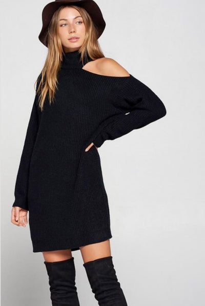Reign Open Shoulder Sweater Dress - Corinne Boutique Family Owned and Operated USA