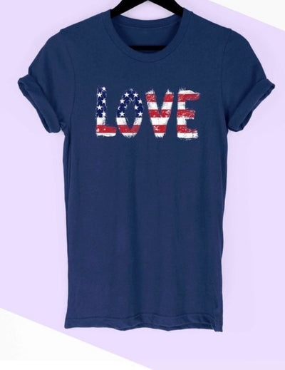 USA Graphic Love T-Shirt - Corinne an Affordable Women's Clothing Boutique in the US USA