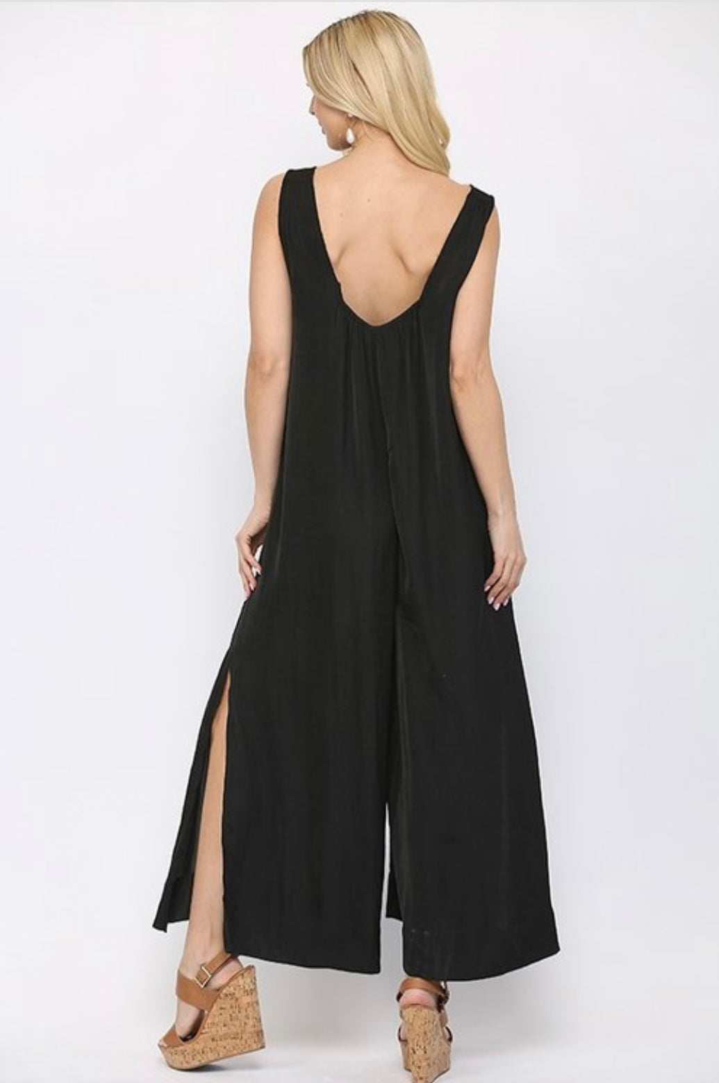 Stella Satin Sleeveless Jumpsuit - Corinne Boutique Family Owned and Operated USA