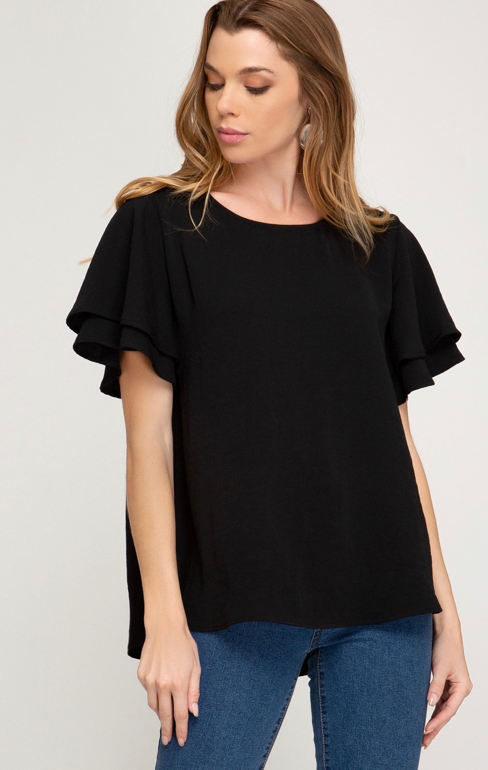 Sheila Flutter Sleeve Top - Corinne an Affordable Women's Clothing Boutique in the US USA