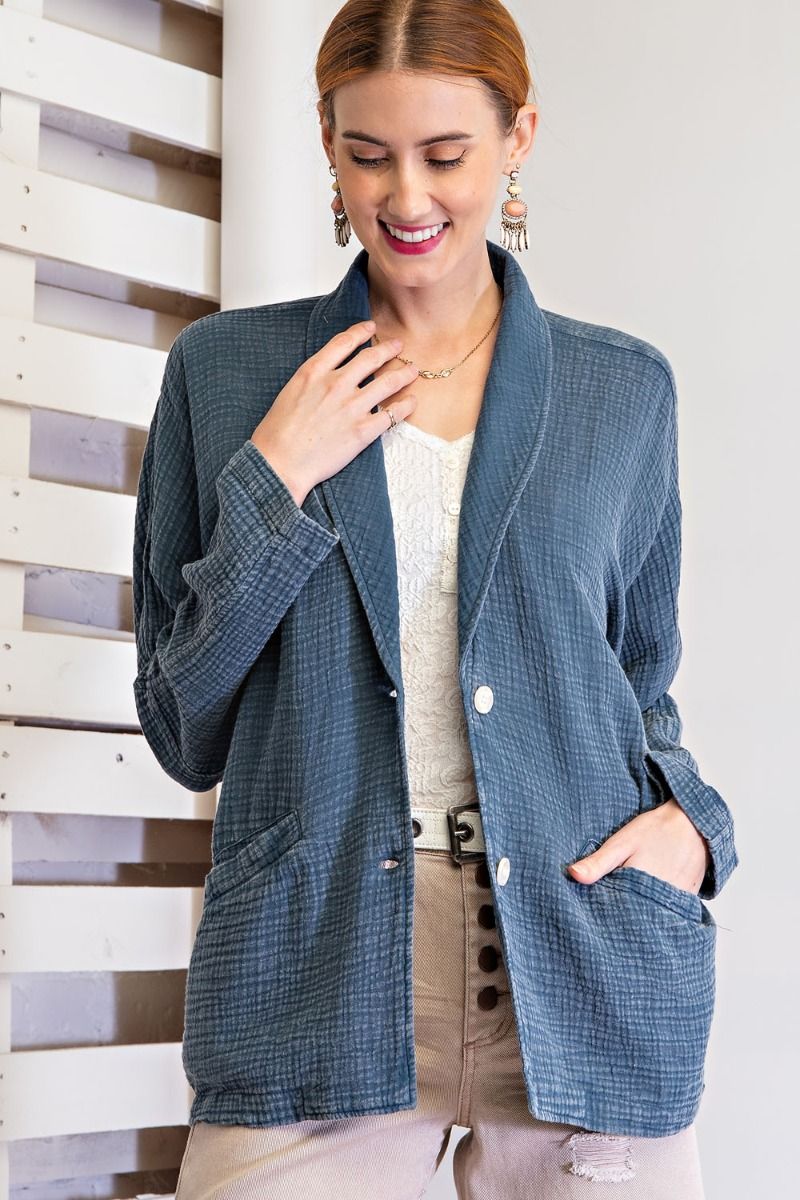 Willa Washed Gauze Blazer - Corinne Boutique Family Owned and Operated USA