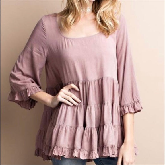 Tara Double Layer Ruffle Tunic - Corinne an Affordable Women's Clothing Boutique in the US USA