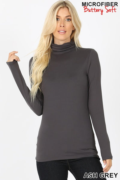Caryn Long Sleeve Mock Neck Tee - Corinne an Affordable Women's Clothing Boutique in the US USA